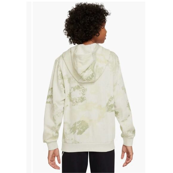 Nike Kids Club French Terry Marbled Green Hoodie Size Large New - Picture 2 of 5